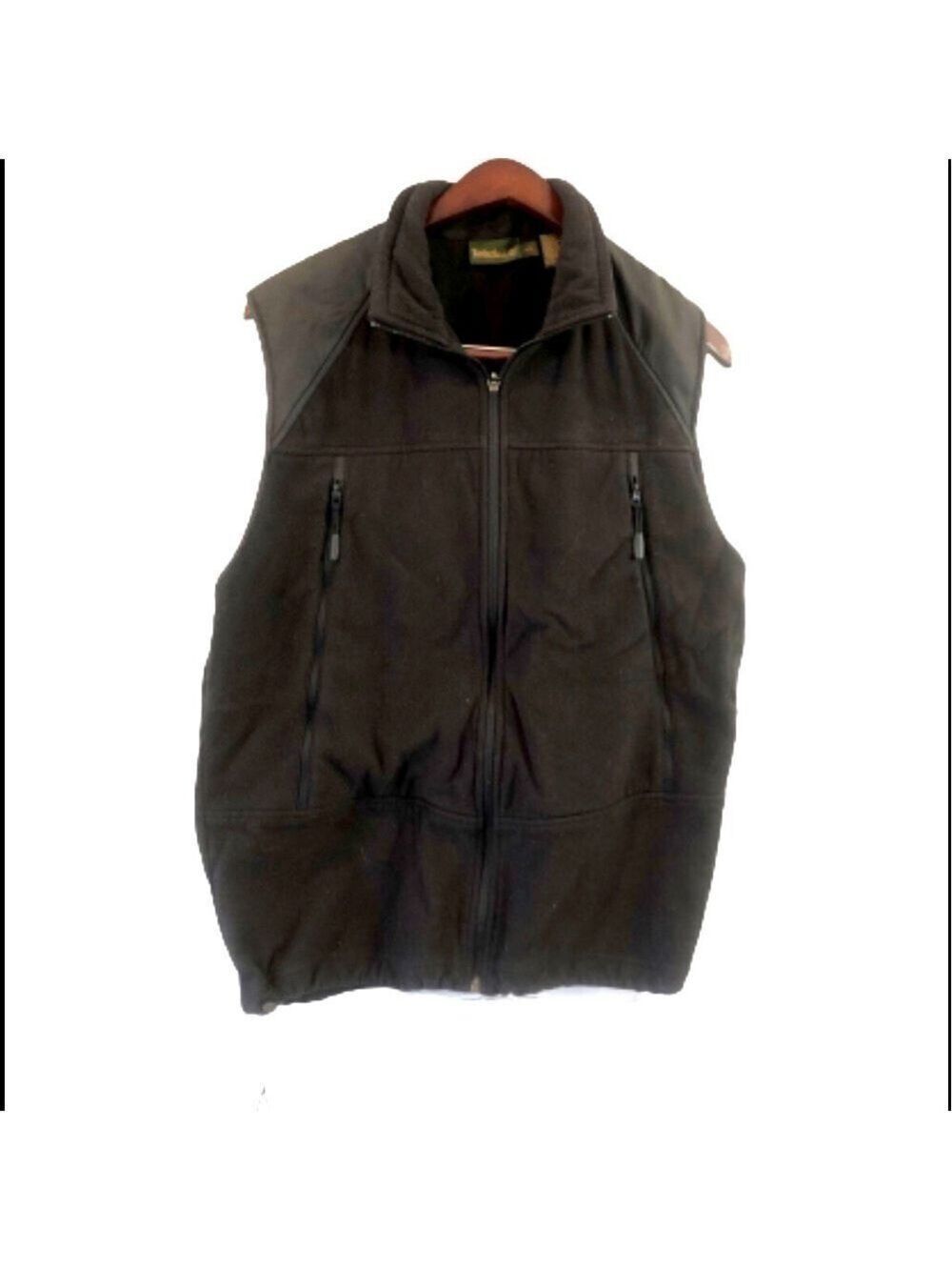 𝅺timberland black fleece zippered unisex vest small